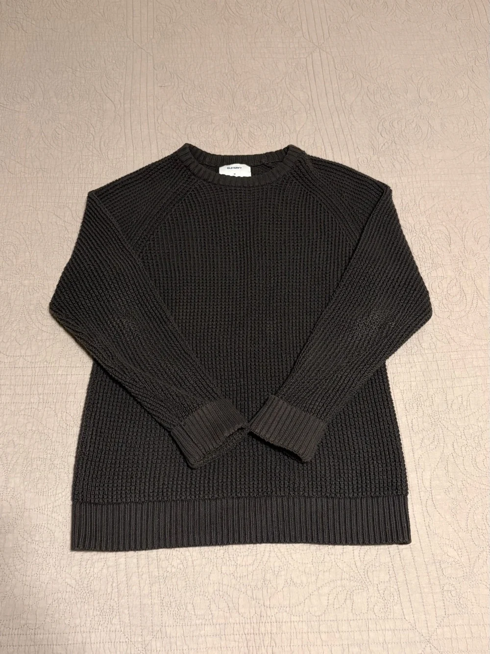 Old Navy Men's Grey Crewneck Fisherman Knit Sweater